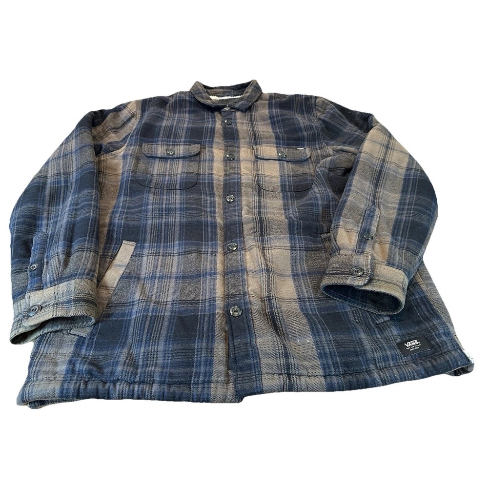Vans Sherpa Lined Plaid Flannel Gorp Utility Grunge Jacket Shacket Size L